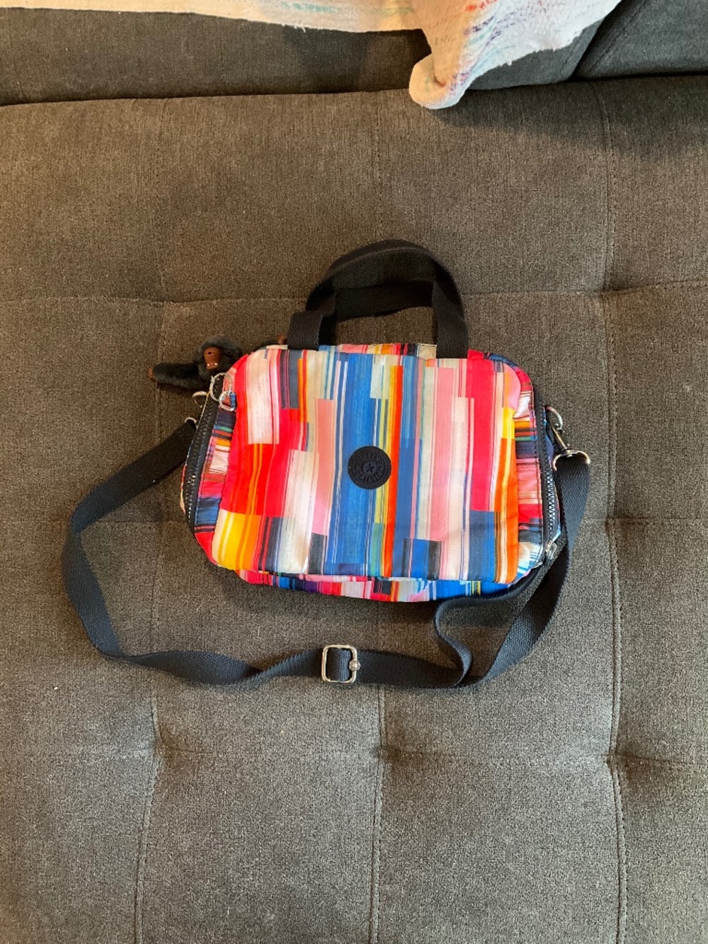 EUC Kipling Multicolor Striped Large Insulated Lunch Box